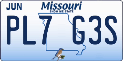 MO license plate PL7G3S