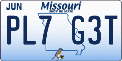 MO license plate PL7G3T