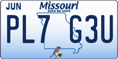 MO license plate PL7G3U