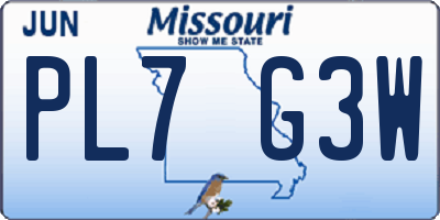 MO license plate PL7G3W