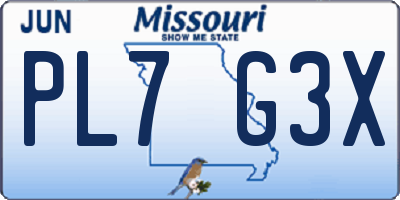 MO license plate PL7G3X