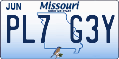 MO license plate PL7G3Y