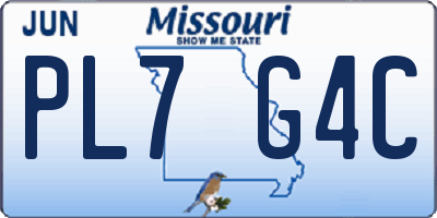 MO license plate PL7G4C