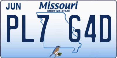 MO license plate PL7G4D