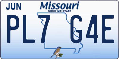MO license plate PL7G4E