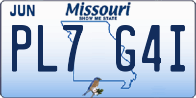 MO license plate PL7G4I