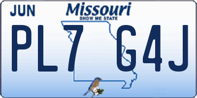 MO license plate PL7G4J