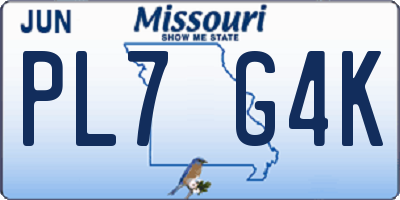MO license plate PL7G4K