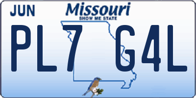 MO license plate PL7G4L