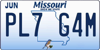 MO license plate PL7G4M
