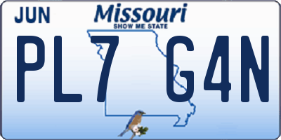MO license plate PL7G4N