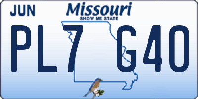 MO license plate PL7G4O