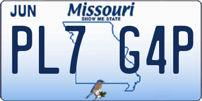 MO license plate PL7G4P