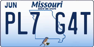MO license plate PL7G4T