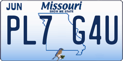 MO license plate PL7G4U
