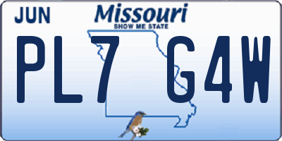 MO license plate PL7G4W