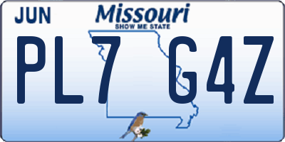 MO license plate PL7G4Z