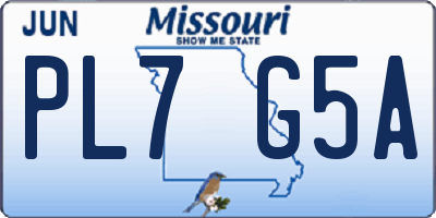 MO license plate PL7G5A