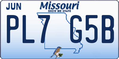 MO license plate PL7G5B
