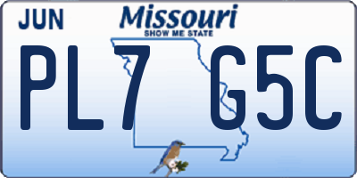 MO license plate PL7G5C