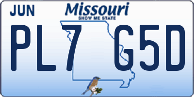 MO license plate PL7G5D