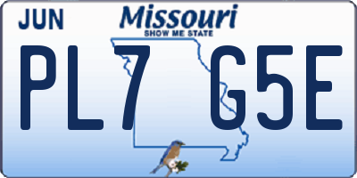 MO license plate PL7G5E