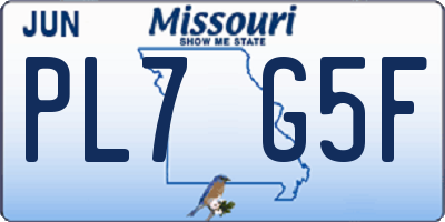 MO license plate PL7G5F
