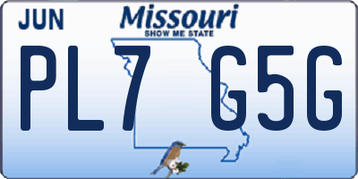 MO license plate PL7G5G