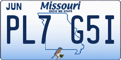 MO license plate PL7G5I