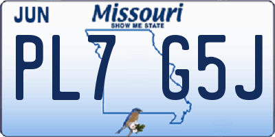 MO license plate PL7G5J