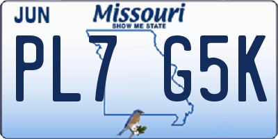 MO license plate PL7G5K