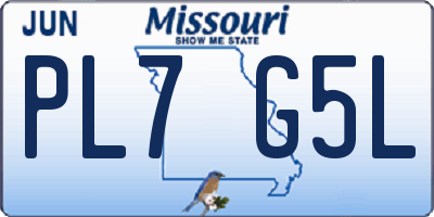MO license plate PL7G5L
