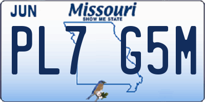 MO license plate PL7G5M
