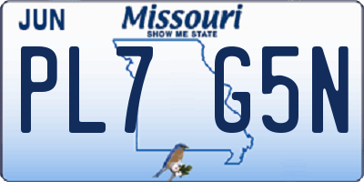 MO license plate PL7G5N