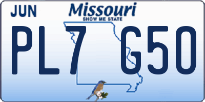 MO license plate PL7G5O