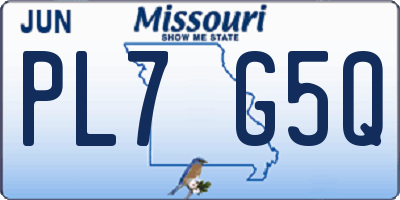 MO license plate PL7G5Q