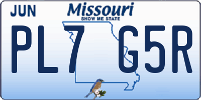 MO license plate PL7G5R