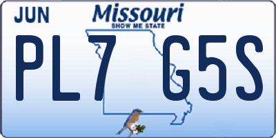 MO license plate PL7G5S
