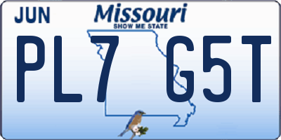MO license plate PL7G5T