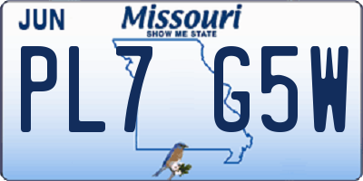 MO license plate PL7G5W