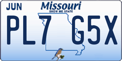 MO license plate PL7G5X