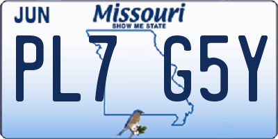 MO license plate PL7G5Y