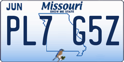 MO license plate PL7G5Z