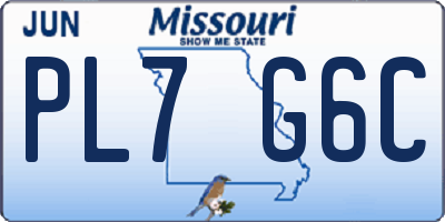 MO license plate PL7G6C