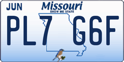 MO license plate PL7G6F