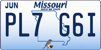 MO license plate PL7G6I