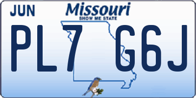 MO license plate PL7G6J