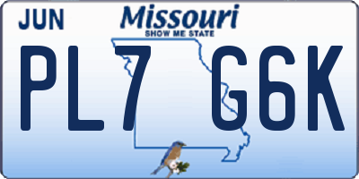 MO license plate PL7G6K