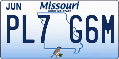 MO license plate PL7G6M