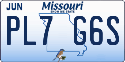 MO license plate PL7G6S